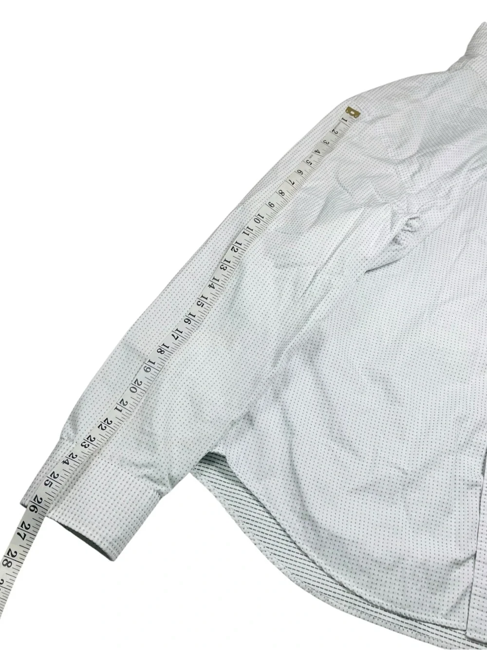 Banana Republic White Green Textured Squares Dress Shirt Sz XL 17 17.5 No Iron